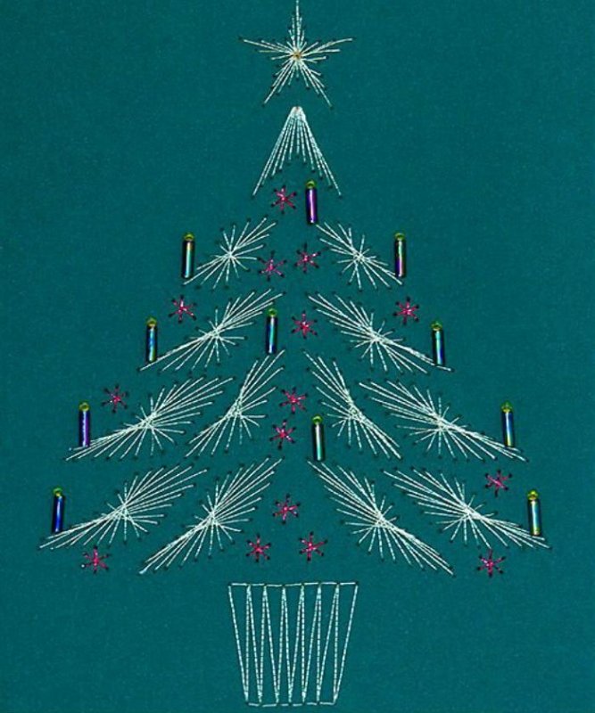 Вышивка елка на картоне