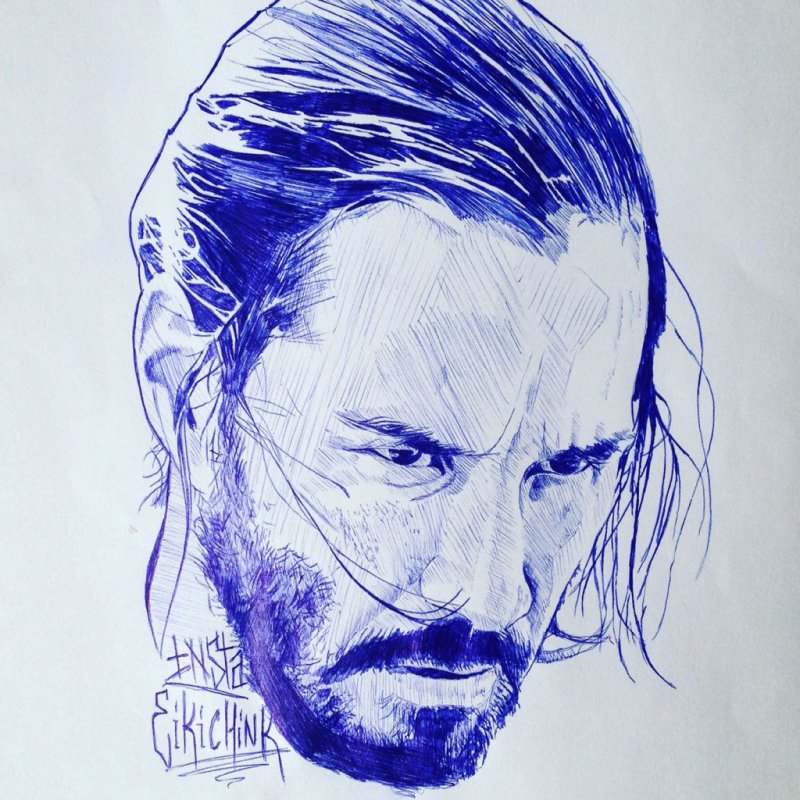 Киану Ривз портрет карандашом