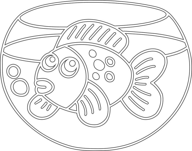 Раскраска аквариум с рыбками