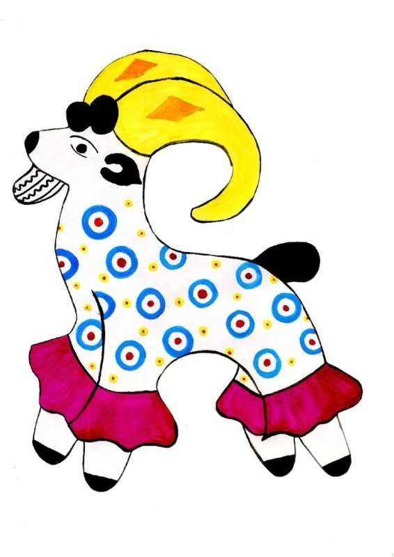 Дымковская роспись козлик