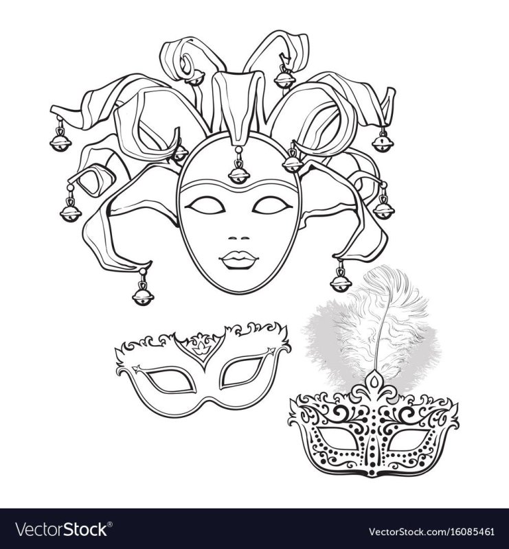Венецианская карнавальная маска рисунок