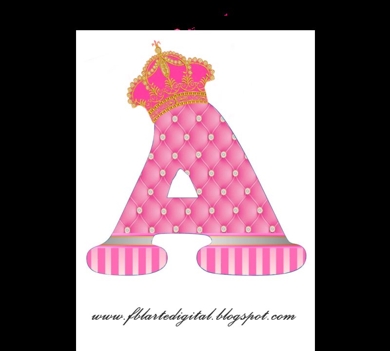 Буква а розовая с короной