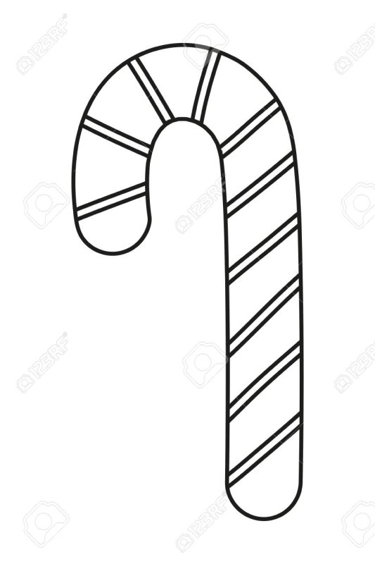 Новогодняя конфета трость трафарет