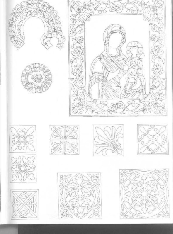 Расписной орнамент в храме прориси