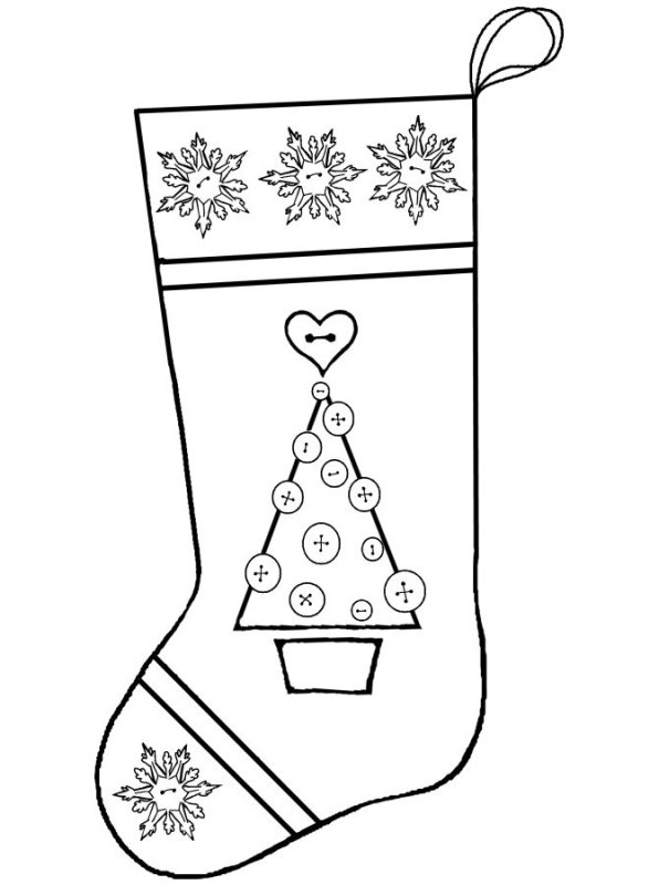 Новогодний носок раскраска