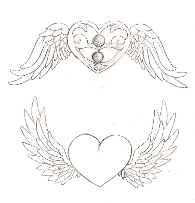 Сердечко с крылышками раскраска