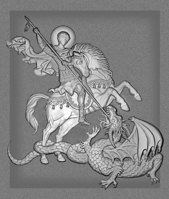 Святой Георгий Победоносец черно белая