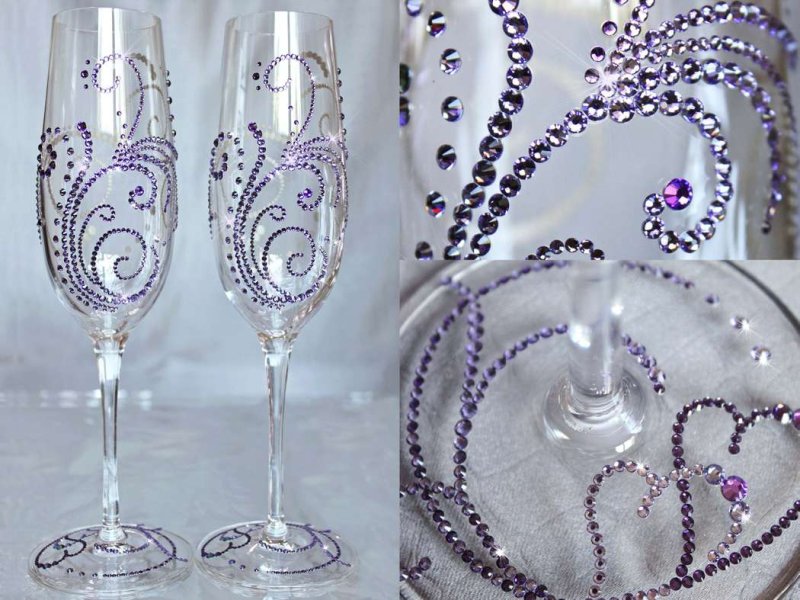 Точечная роспись свадебных бокалов
