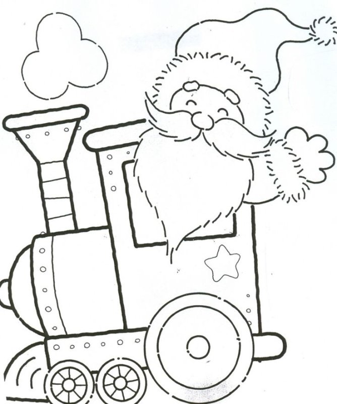 Новогодний паровоз раскраска