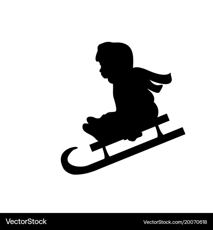 Силуэт дети на санках