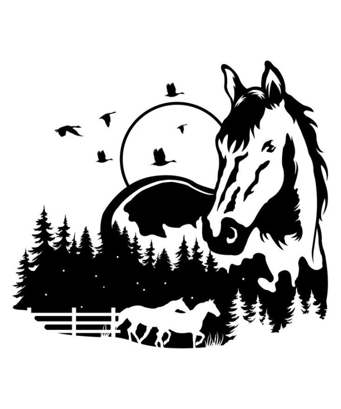 Трафарет коня