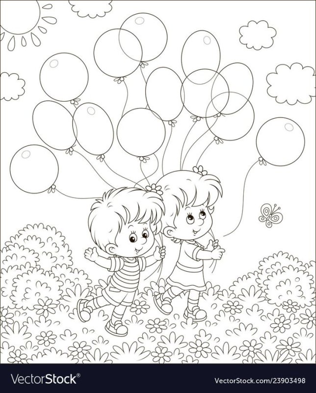 Раскраска шарики воздушные для детей