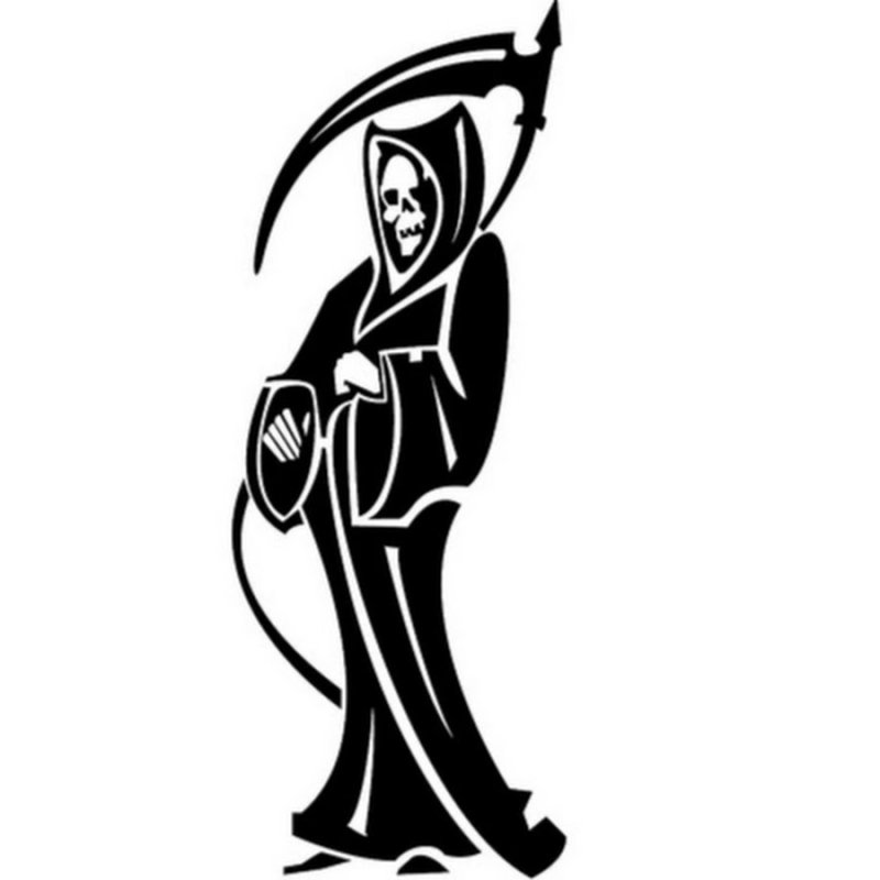 Смерть с косой на белом фоне