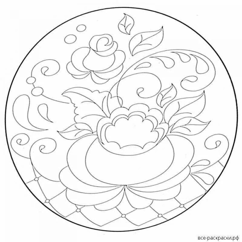 Тарелка Гжель раскраска