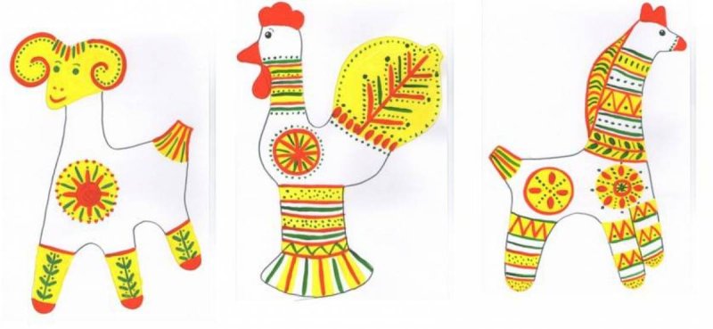 Этапы росписи филимоновской игрушки