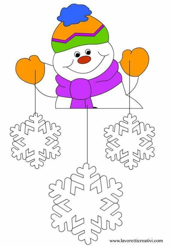 Снеговики на снежинке для украшения