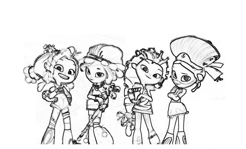 Раскраска сказочный патруль Аленка Снежка Маша и Варя