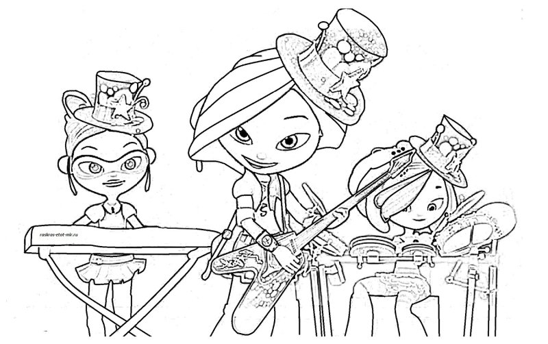 Раскраска сказочный патруль Аленка Снежка Маша и Варя