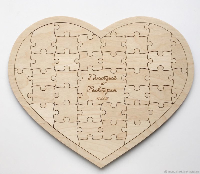 Деревянный пазл сердце