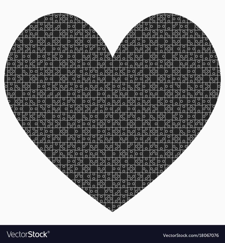 Пазлы в форме сердечка трафарет