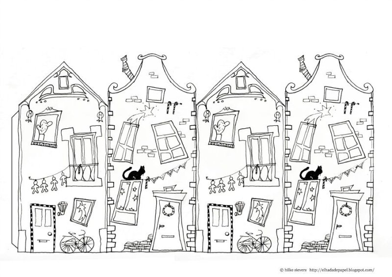 Раскраска. Домики