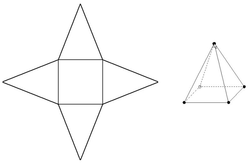 Развертка четырехугольной пирамиды