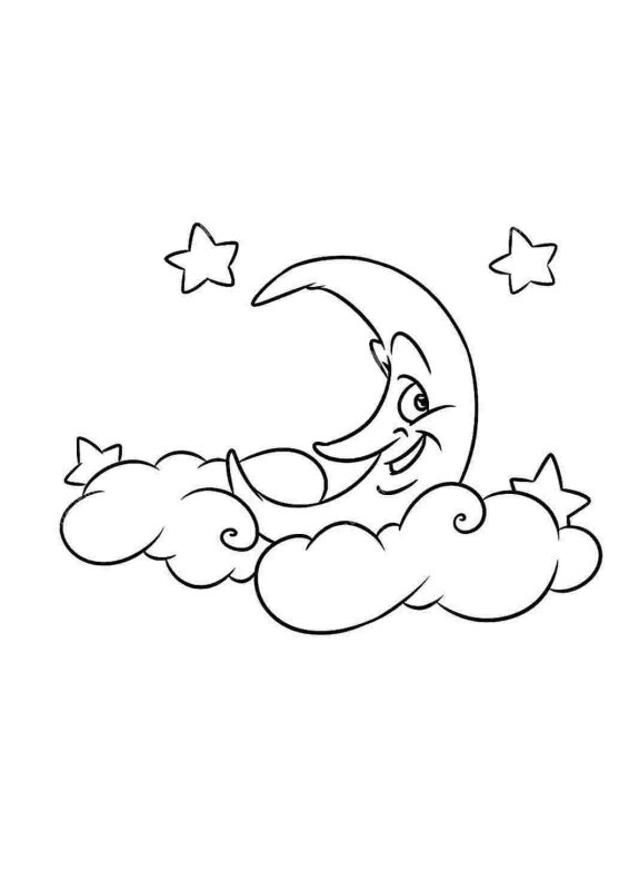 Луна картинка раскраска