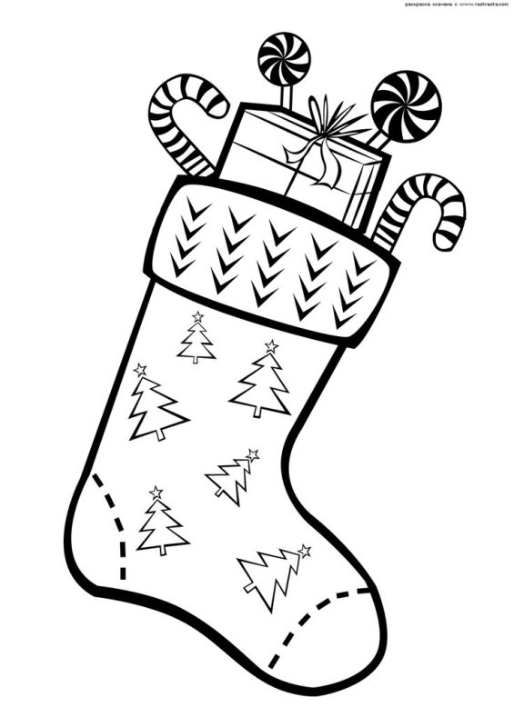 Новогодние носки для распечатки