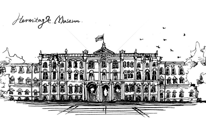 Екатерининский дворец в Санкт-Петербурге рисунок