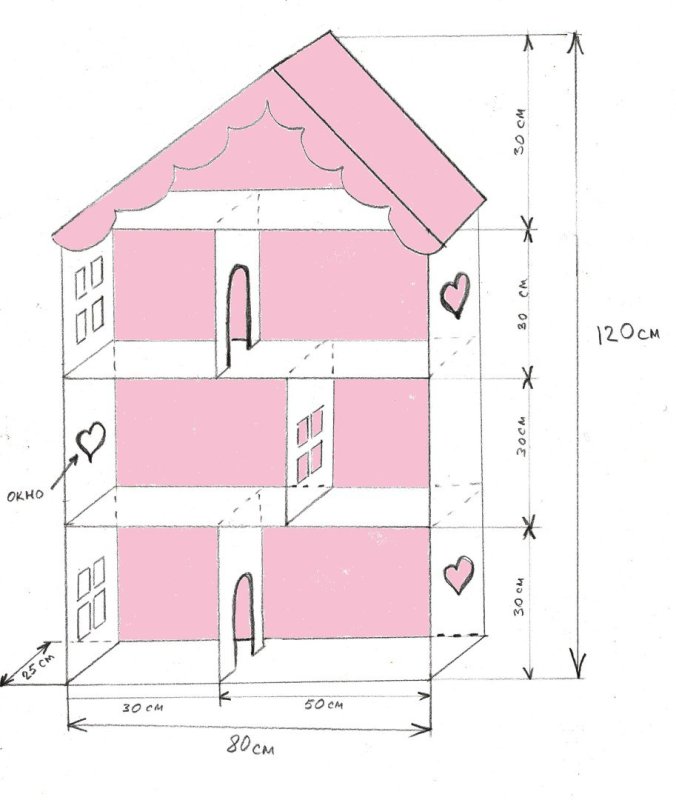 Схема кукольного домика для Барби из фанеры