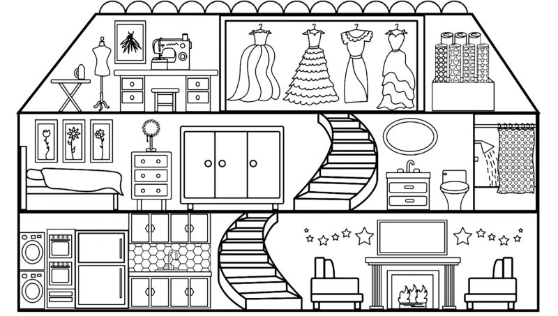 Дом раскраска для детей