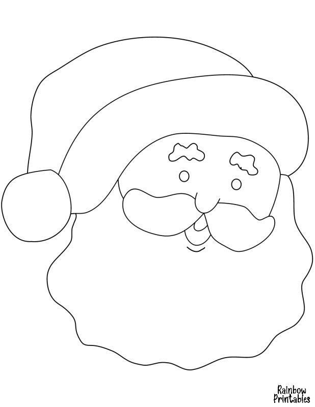 Голова Деда Мороза раскраска для детей