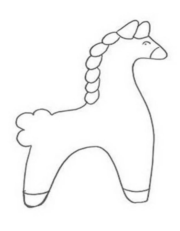 Конь Дымковская игрушка контур