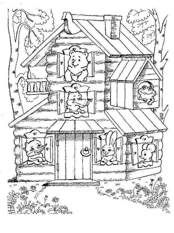 Теремок раскраска для детей