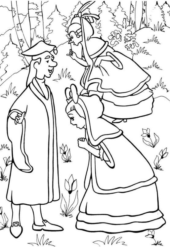 Раскраска двенадцать месяцев сказка