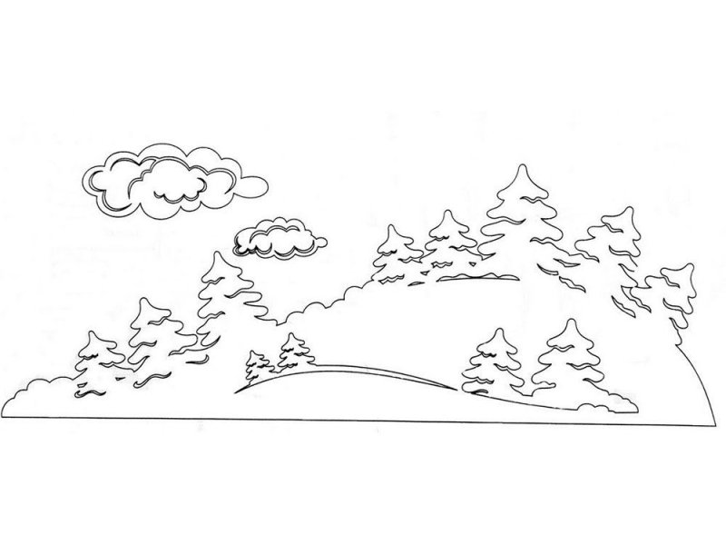 Пейзаж на окно трафарет