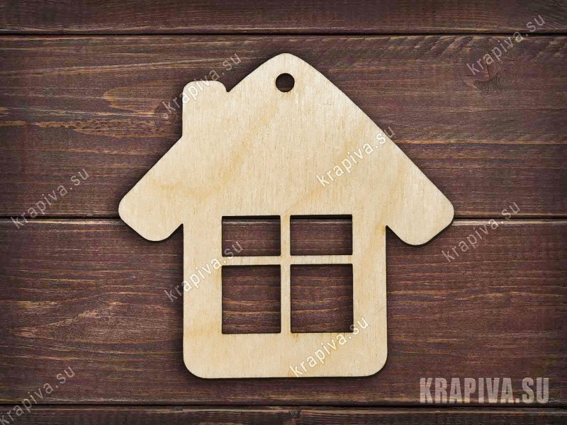 Ёлочная игрушка домик из фанеры