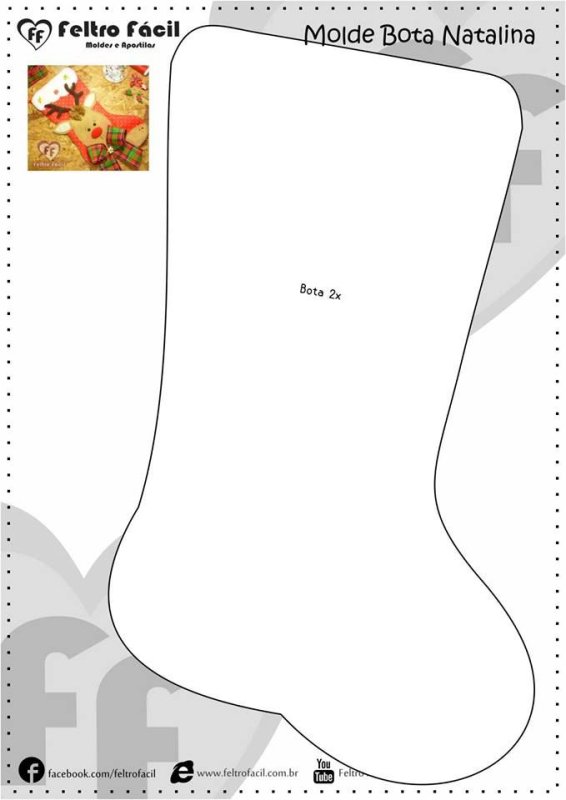 Выкройка новогоднего сапожка для подарков своими руками