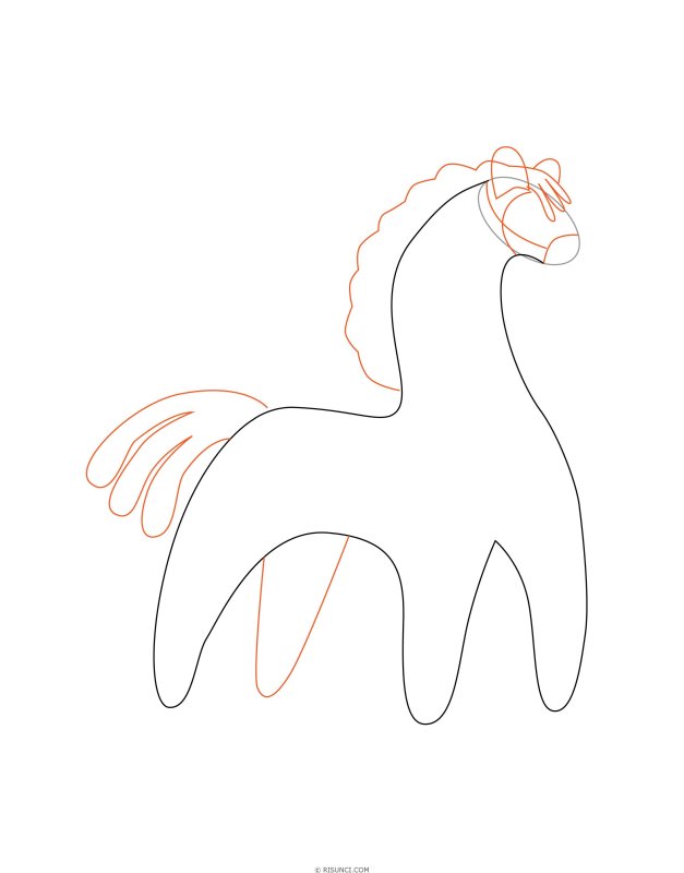 Дымковская игрушка контур лошадь