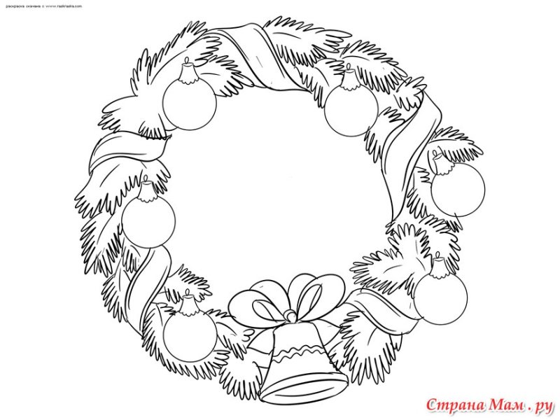 Раскраски новогодние венки