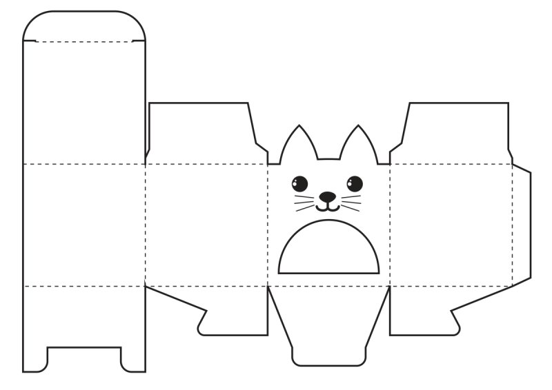 Коробочка котик из бумаги