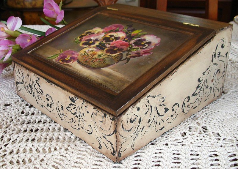 Шкатулки с трафаретом декупаж