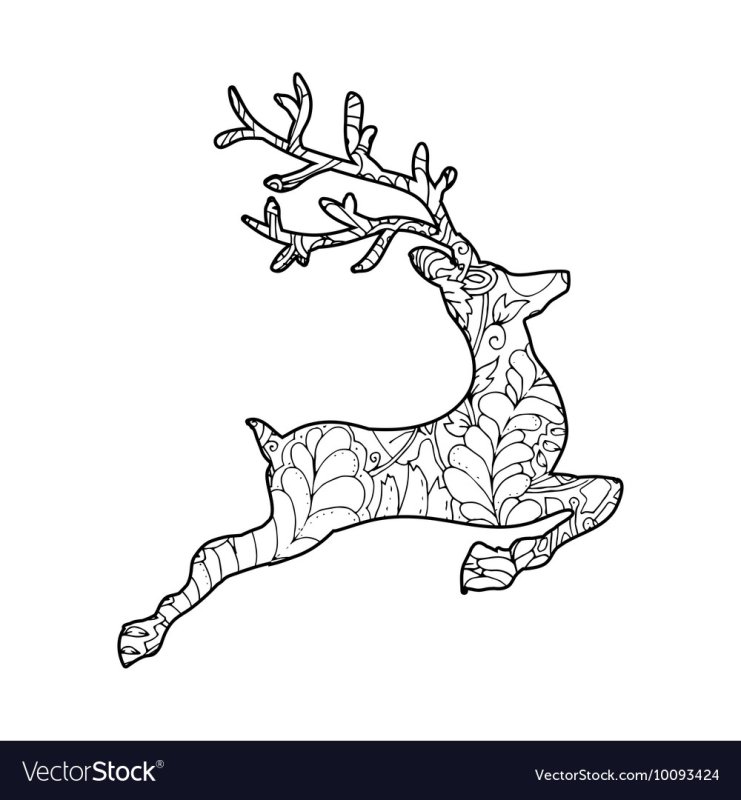 Олень раскраска