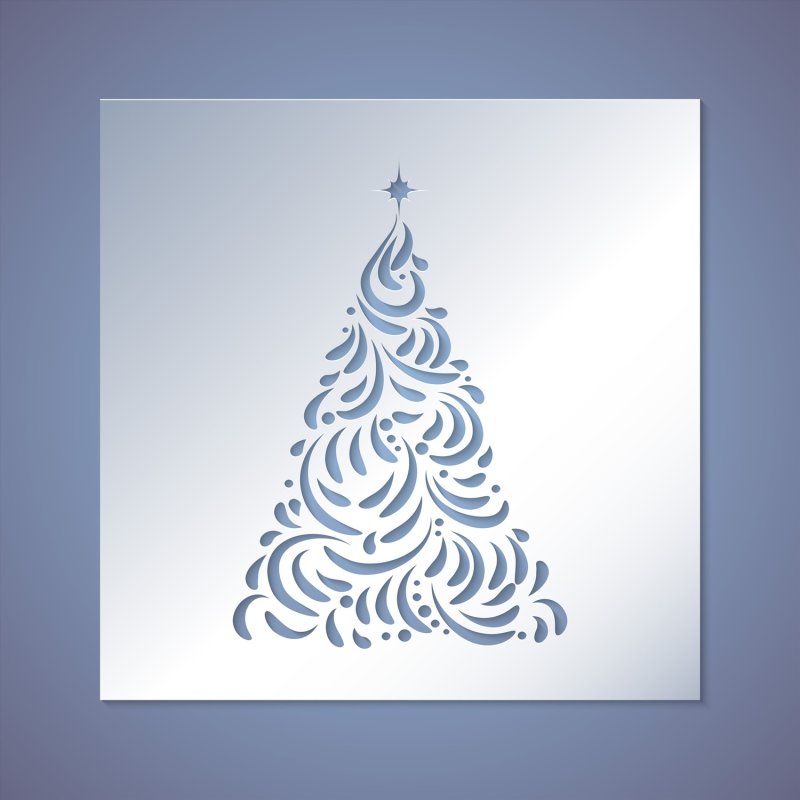 Елка гуашью трафарет