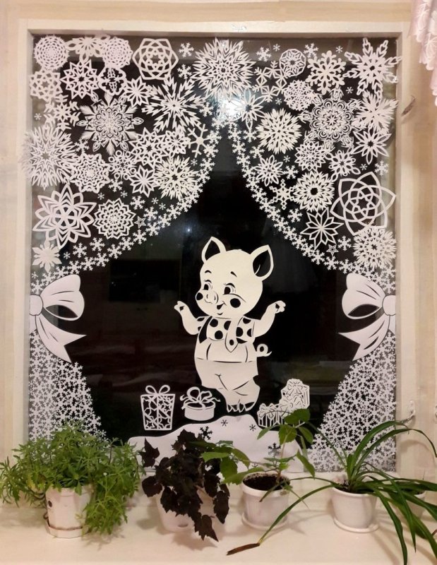 Украсить окна к новому году