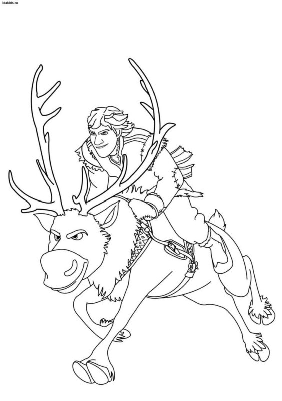 Эльза и Анна раскраска Свен