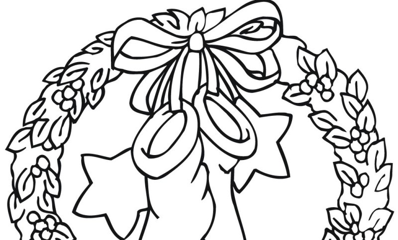 Новогодний венок раскраска