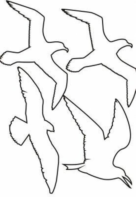 Чайки трафарет для вырезания