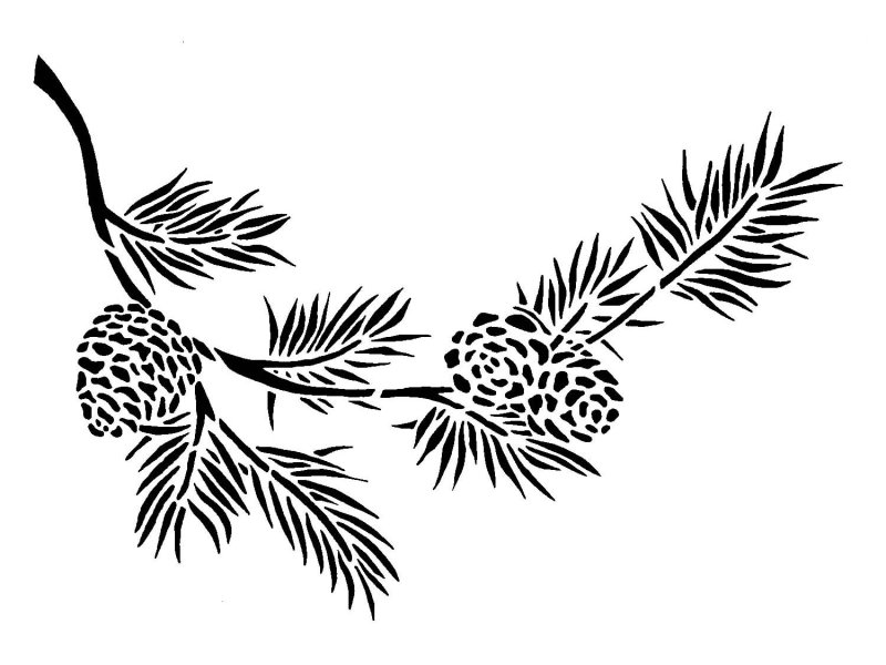 Еловая веточка трафарет