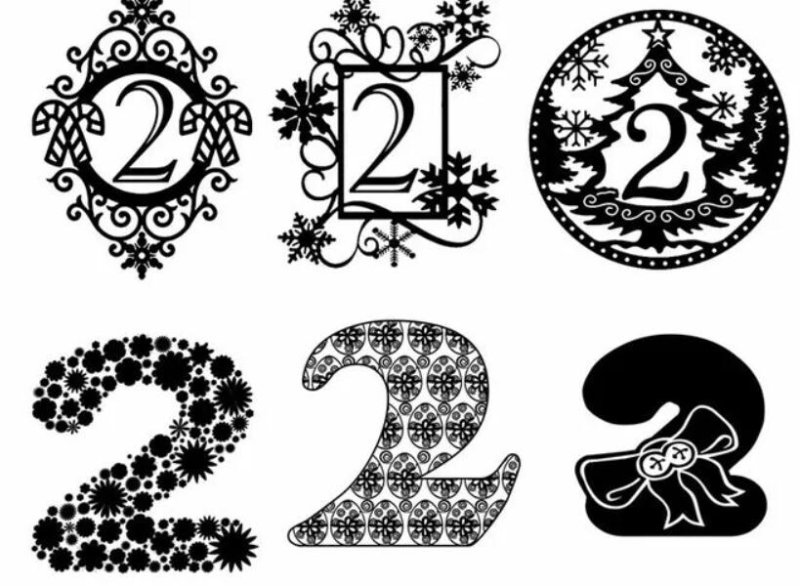 Новогодние цифры трафарет